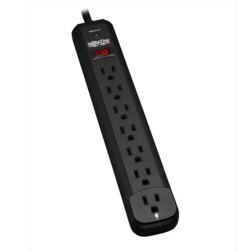 Tripp-Lite TLP712B Protect It! 7-Outlet Surge Protector, 12 ft. Cord, 1080 Joules, Diagnostic LED, Black Housing