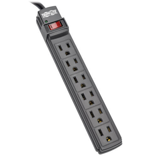 Tripp-Lite PS66B Power It! 6-Outlet Power Strip, 6 ft. Cord, Black Housing