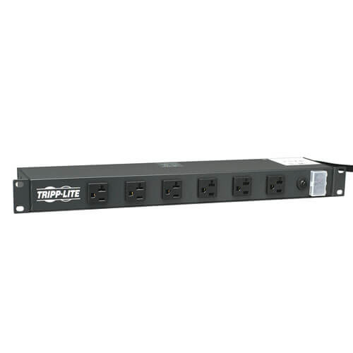 Tripp-Lite RS-1215-20T 1U Rack-Mount Power Strip, 120V, 20A, L5-20P, 12 Outlets (6 Front-Facing, 6-Rear-Facing) 15-ft. Cord