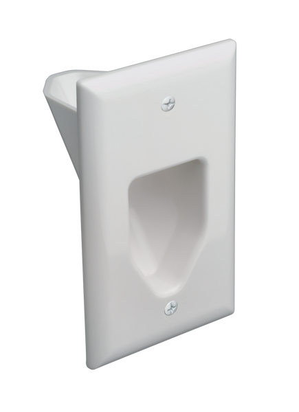 DataComm 45-0001-LA 1-Gang, Lite Almond, Recessed Low Voltage Cable Plate