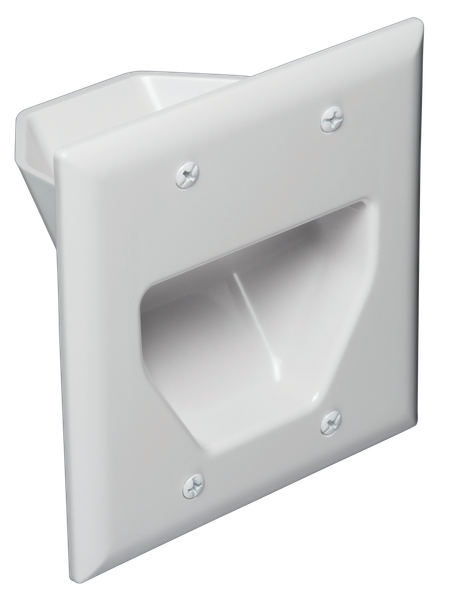 DataComm 45-0002-LA 2-Gang, Lite Almond, Recessed Low Voltage Cable Plate