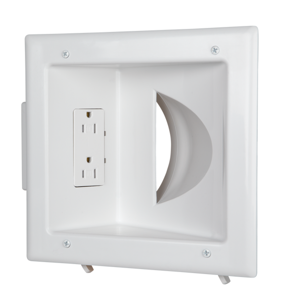 DataComm 45-0031-WH Recessed Low Voltage Media Plate w/ Duplex Receptacle, White