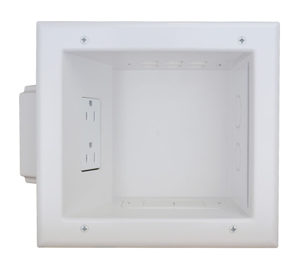DataComm 45-0053-WH Recessed Media Box II w/ 15 Amp/125 Volt Duplex Receptacle, ETL US Only