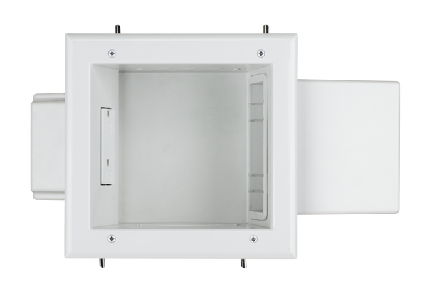 DataComm 45-0052-WH Expandable Media Box w/ 20 Amp/125 Volt Duplex Receptacle, Steel Outlet Box, ETL US & CAN