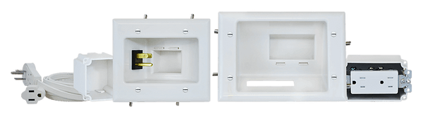 DataComm 45-0028-WH Recessed Pro Power Kit w/ Duplex Receptacle & Straight Blade Inlet, 15 amp/125 volt Duplex Surge