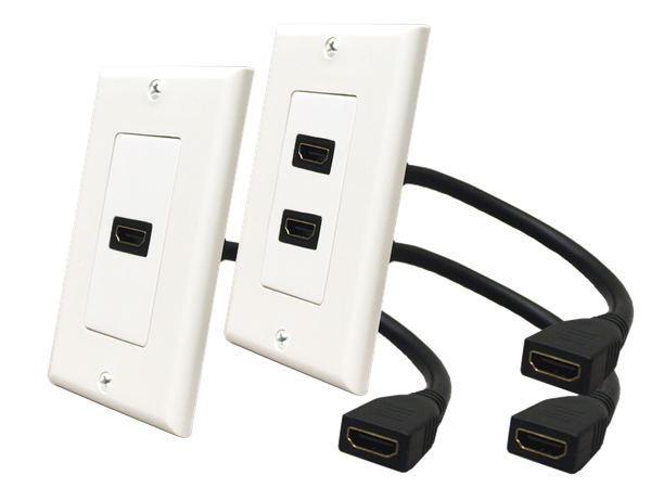 DataComm 20-4503-WH Standard Wall Plate w/ HDMI Connector & Pigtail