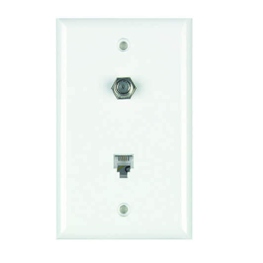 DataComm 40-1515 Color-Rite Combination Phone/Coax Plate, Lite Almond, Standard Size
