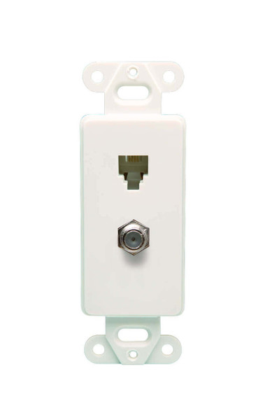 DataComm 40-1715 Color-Rite Decor Combo Phone/Coax Insert, 4 Conductor, Lite Almond