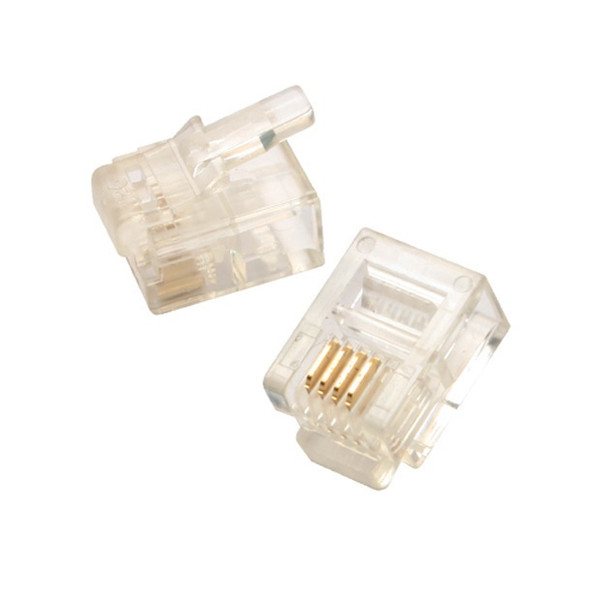 Pro'sKit 702-063 Modular Plug,Stranded,6P4C,Round Cable,..6 uin Gold,50/Pack