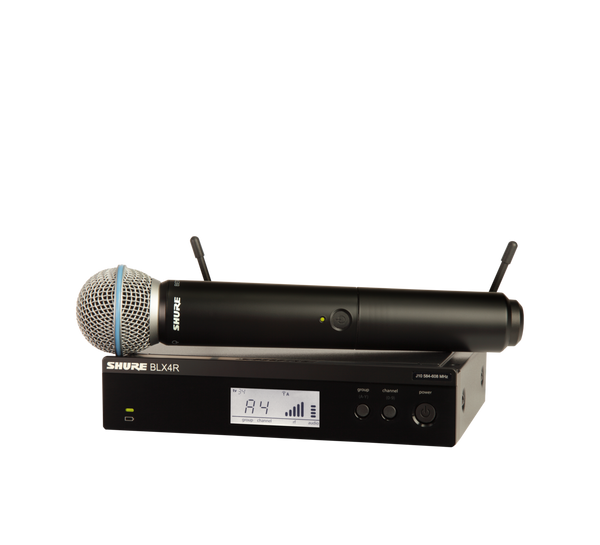 Shure BLX24R/B58-J11 Vocal System with (1) BLX4R Rack Mount Wireless Receiver and (1) BLX2 Handheld Transmitter with BETA 58 Microphone