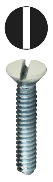 L.H. Dottie 416WHT #6-32 x 1'' White Slotted Oval Head Wall Plate Screw