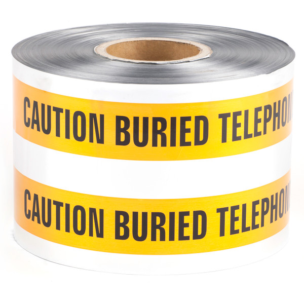 L.H. Dottie DU605 6'' x 1000' Orange Detectable Tape (Caution Buried Telephone Line Below)