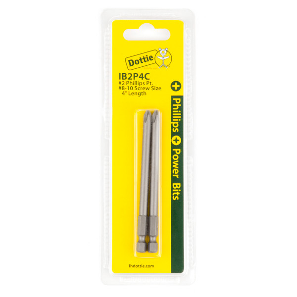 L.H. Dottie IB2P4C #2 x 4'' Phillips Power Bit (Carded)