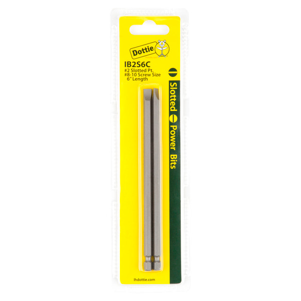 L.H. Dottie IB2S6C #2 x 6'' Slotted Power Bit (Carded)