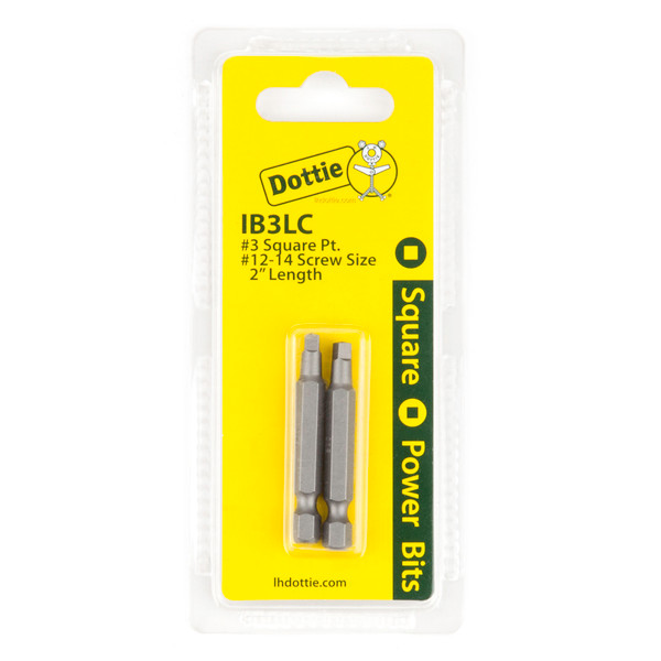 L.H. Dottie IB3LC #3 x 2'' Square Drive Power Bit (Carded)