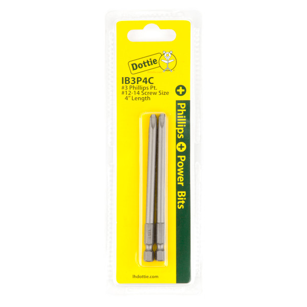 L.H. Dottie IB3P4C #3 x 4'' Phillips Power Bit (Carded)