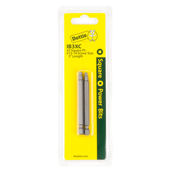 L.H. Dottie IB3XC #3 x 3'' Square Drive Power Bit (Carded)