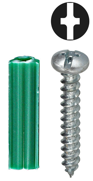L.H. Dottie K6D #10 Green Ribbed Tubular Anchor w/ Pan Head Combo Drive Screws