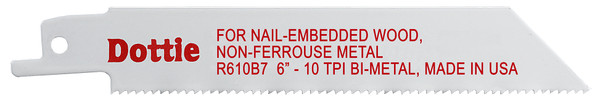 L.H. Dottie R610B7 3/4'' x 6'' Bi-Metal Reciproblade