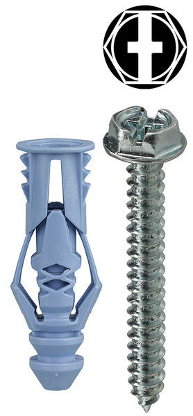 L.H. Dottie TG10KHXTP #10 Blue Triple-Grip Anchor Kit w/ Hex Head Combo Drive Screws (Tuff Pack)