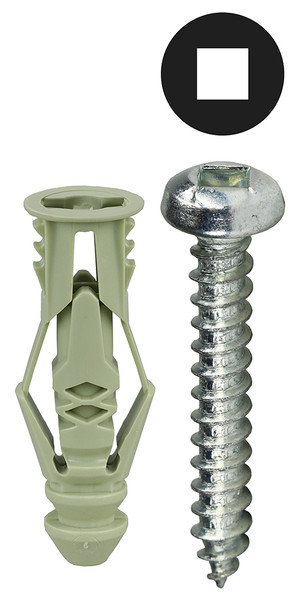 L.H. Dottie TG12KSQTP #12 Green Triple-Grip Anchor Kit w/ Pan Head Square Drive Screws (Tuff Pack)