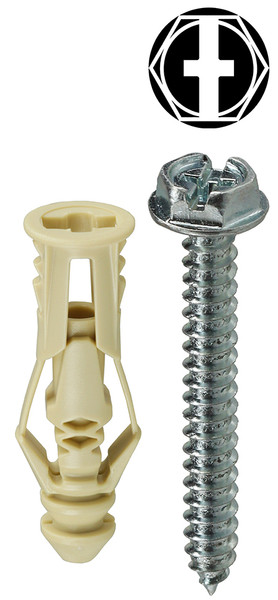 L.H. Dottie TG6KHX #6 Beige Triple-Grip Anchor Kit w/ Hex Head Combo Drive Screws