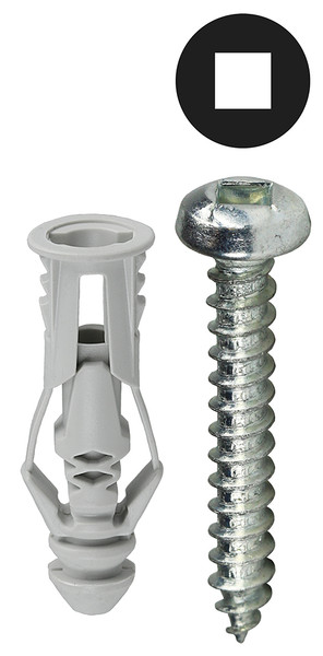 L.H. Dottie TG8KSQ #8 Grey Triple-Grip Anchor Kit w/ Pan Head Square Drive Screws