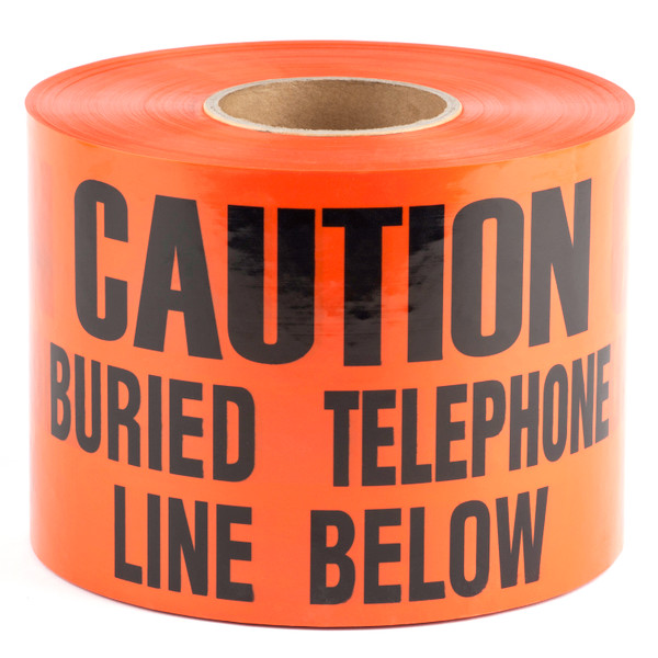 L.H. Dottie UT38D 6'' X 1000' Orange Underground Tape (Caution Buried Telephone Line Below)
