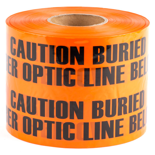 L.H. Dottie UT47D 6'' X 1000' Orange Underground Tape (Caution Buried Fiber Optic Line Below)