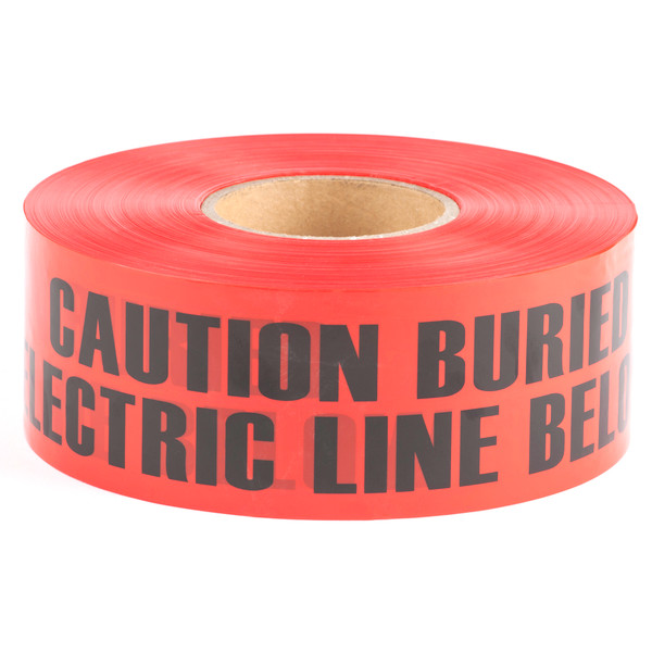L.H. Dottie UT8D 3'' x 1000' Red Underground Tape (Caution Buried Electric Line Below)