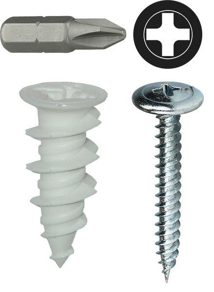 L.H. Dottie WDK8NWT #8 Nylon Walldriller Anchor Kit w/ Wafer Head Phillips Drive Screws (Tuff Pack)