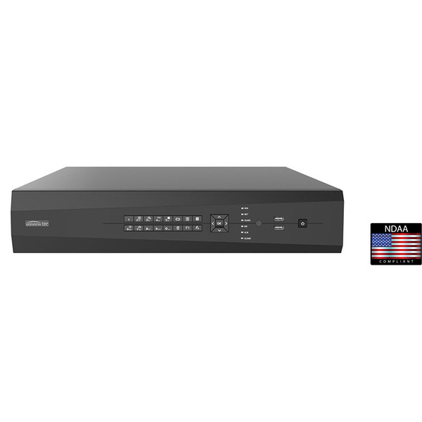 Uniview Technology NR164X-40T 16ch NVR, 4K, 1080p @30-ips, HDMI, VGA, Audio, Alarm,USB, 4 HDD bays, 40TB HDD