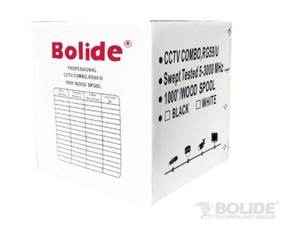 Bolide BP0033/CB1000 ETL Solid Copper Core Listed RG59+18/2 Siamese Cable 1000Ft Black