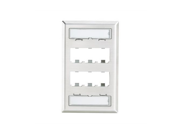 Panduit CFPL6SY Mini-Com Classic 6-Port Stainless Steel Faceplate