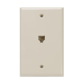 Leviton 40249-I Standard Telephone Wall Jack, 6P4C, Screw Terminals, Ivory