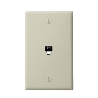 Leviton 40249-T Standard Telephone Wall Jack, 6P4C, Screw Terminals, Light Almond