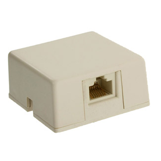 Leviton 40278-SBT Surface Mount Jack with Shorting Bar, 8P8C, Screw Terminal, Light Almond