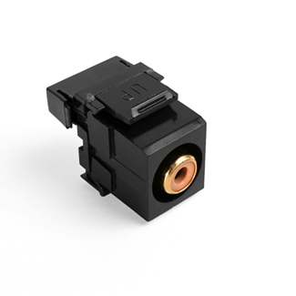 Leviton 40735-ROE RCA 110-Termination QuickPort Connector, Orange Barrel, Black Housing
