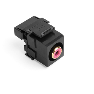 Leviton 40735-RRE RCA 110-Termination QuickPort Connector, Red Barrel, Black Housing