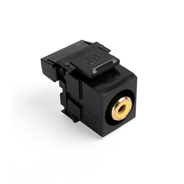 Leviton 40735-RYE RCA 110-Termination QuickPort Connector, Yellow Barrel, Black Housing
