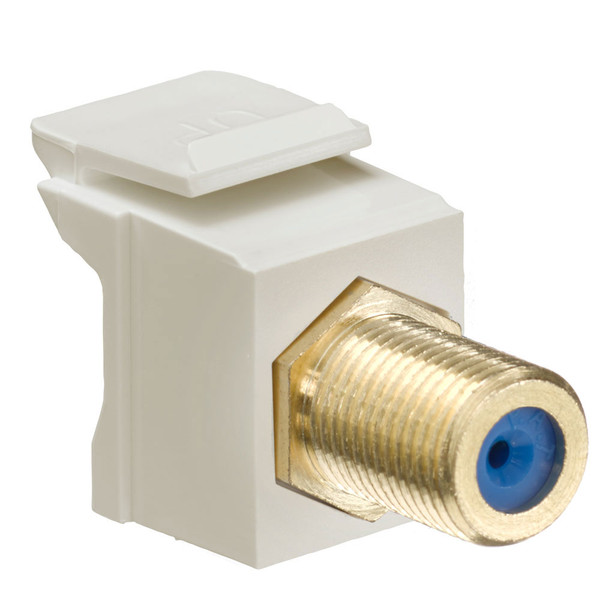 Leviton 40831-FIG Feedthrough QuickPort F-Connector, Gold Plated, Ivory Housing