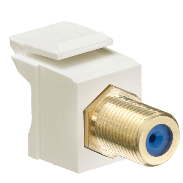 Leviton 40831-FTG Feedthrough QuickPort F-Connector, Gold Plated, Light Almond Housing