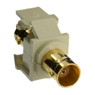 Leviton 40832-BI BNC Feedthrough QuickPort Connector, Gold-Plated, 50 Ohm, Ivory Housing