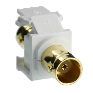 Leviton 40832-BW BNC Feedthrough QuickPort Connector, Gold-Plated, 50 Ohm, White Housing