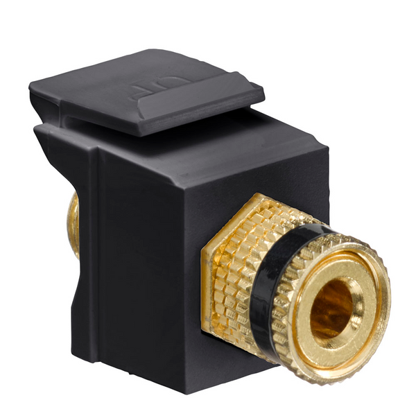 Leviton 40833-BEE Binding Post QuickPort Coupler, Black Stripe, Black Housing
