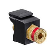 Leviton 40833-BER Binding Post QuickPort Coupler, Red Stripe, Black Housing