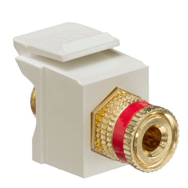Leviton 40833-BIR Binding Post QuickPort Coupler, Red Stripe, Ivory Housing