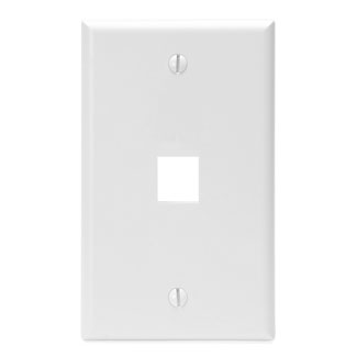 Leviton 41080-1WP Single-Gang QuickPort Wallplate, 1-Port, White