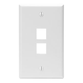 Leviton 41080-2WP Single-Gang QuickPort Wallplate, 2-Port, White