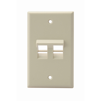 Leviton 41081-2IP Angled Single-Gang QuickPort Wallplate, 2-Port, Ivory